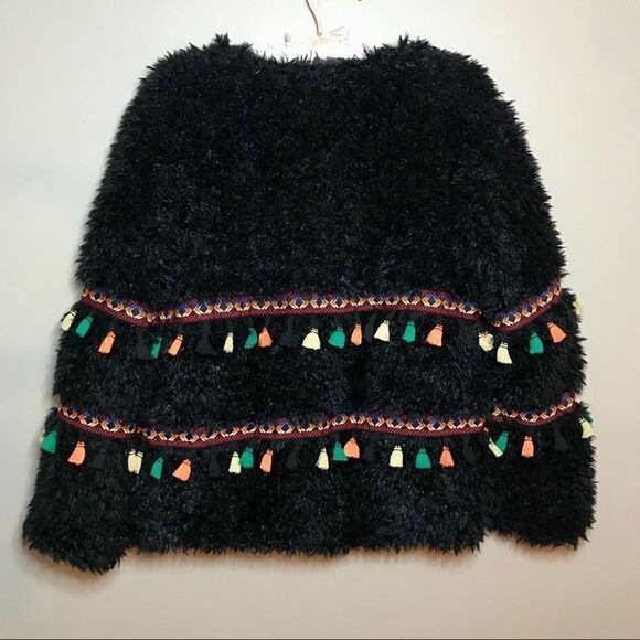 Cherry Paris Boho Black Shag Jacket Size Small - Picture 4 of 8